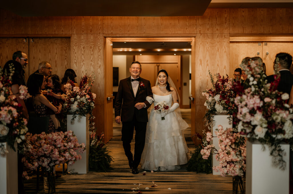 Father and Bride walking down the aisle.