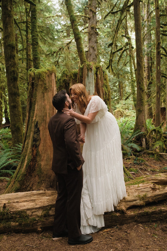 Bride and groom in Olympic national park