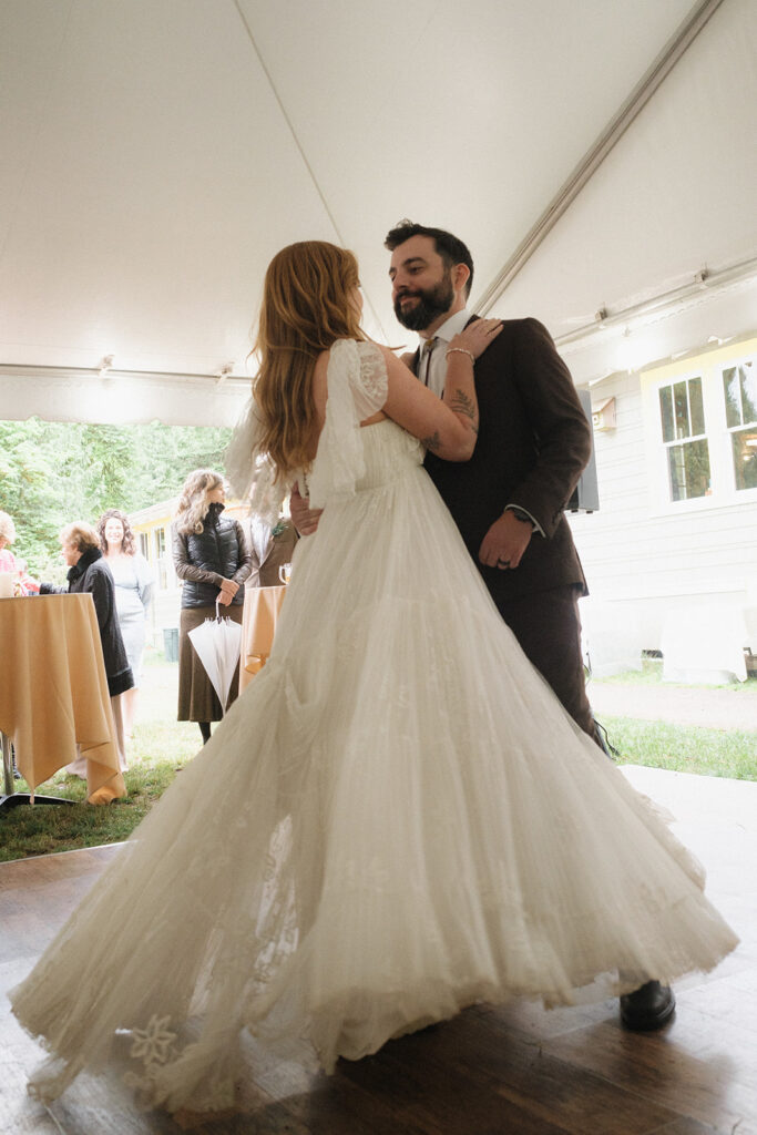 Bride and Groom at Naturebridge in the Olympics. Wedding Planned by Prologue Events